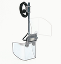 Protecteur de sécurité avec support d'ancrage frontal, pour perceuses et machines similaires - avec bouclier à ouverture verticale Bouclier L 200 H 140 mm.  - avec micro-interrupteur de sécurité