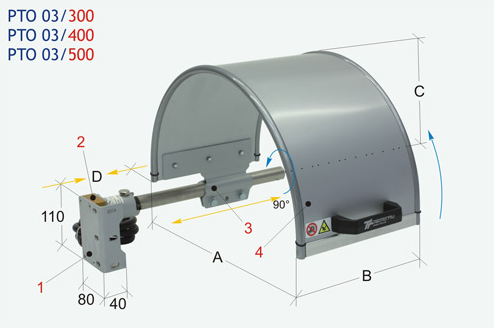 Protecteur de sécurité pour mandrin de tour - avec bouclier monolithique en matériau composite Bouclier Ø 500 H 240 mm.  - avec micro-interrupteur de sécurité