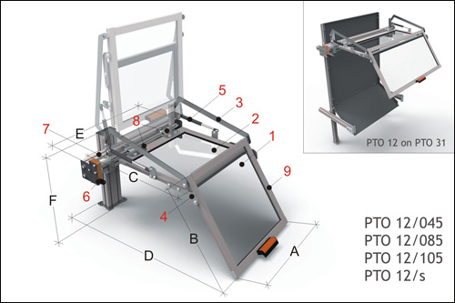 Chariot de tournage Protecteur avec ouverture verticale - contre les copeaux, à installer sur le chariot longitudinal Protecteur avec ouverture verticale et bouclier L 450 mm. - Avec micro-interrupteur de sécurité