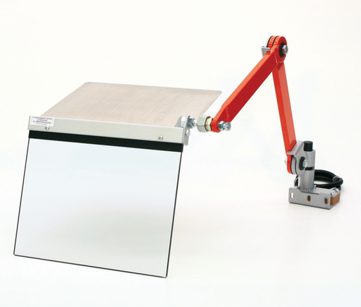[2NMTOU_PTO11/435] Protection pour tour du chariot - contre la projection des copeaux, à installer sur le chariot longitudinal Protection avec bras triple (L+L+L) et bouclier L 400 H 350 mm.  - avec micro-interrupteur de sécurité