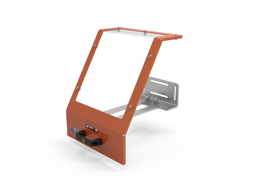 [2NMTOU_PTO16/350] Protection pour tour du chariot - à installer sur le chariot longitudinal ou sur la protection arrière Protection à ouverture pivotante avec n. 2 bras rotatifs de support et de protection en acier L.300 H.400 mm.