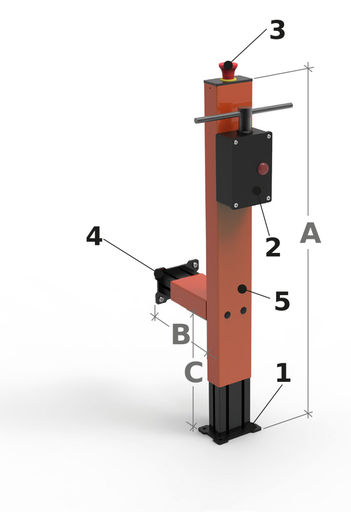 [2NMTOU_CKH01] DISPOSITIF DE SÉCURITÉ POUR TOUR - À FIXER SUR LA MACHINE ET SUR LE SOL Porte-clef du mandrin - Pour permettre à la clef de la broche du tour d'être placée en toute sécurité. Avec micro-interrupteur de sécurité